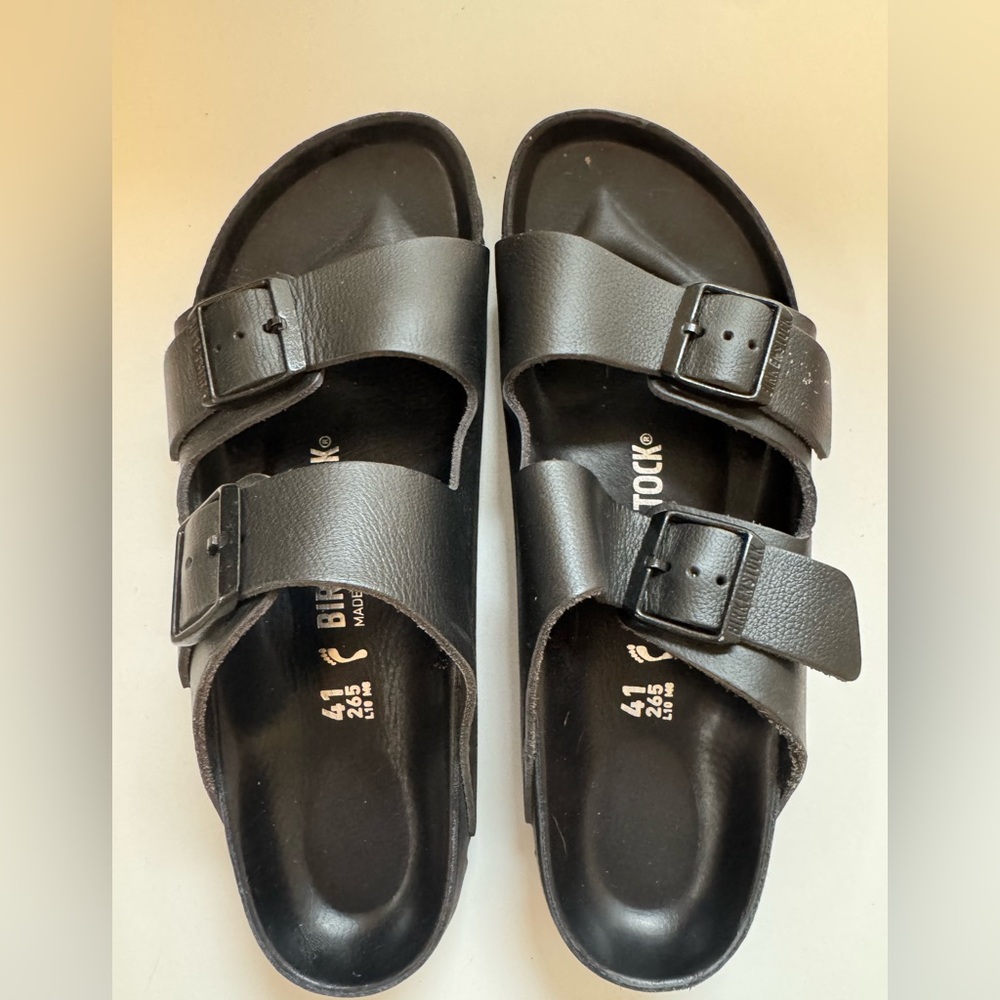 Birkenstock Black Two-Strap Buckle Sandals